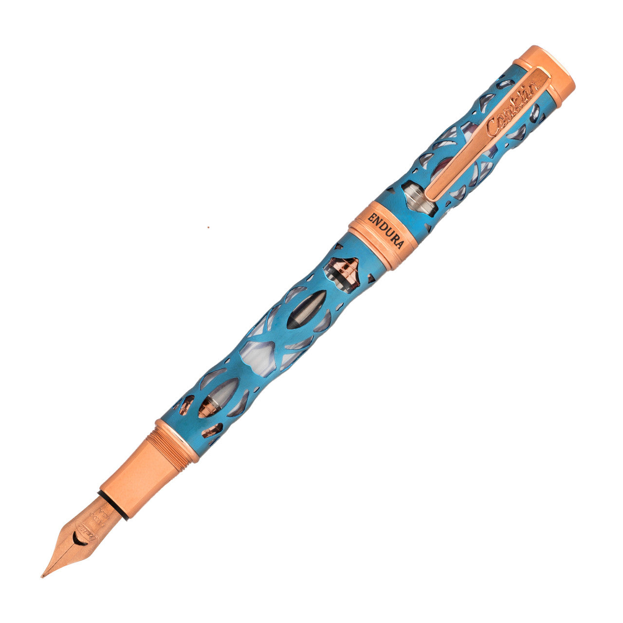 Conklin Endura Deco Crest Fountain Pen - Demo Blue Rosegold