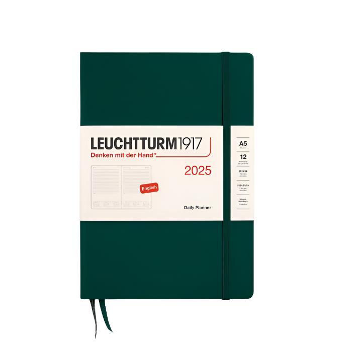 Leuchtturm1917 2025 A5 Medium Hardcover Daily Planner - Forest Green