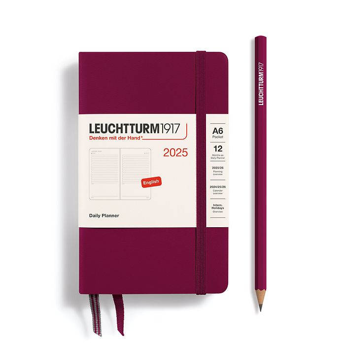 Leuchtturm1917 2025 Pocket A6 Hardcover Daily Planner - Port Red