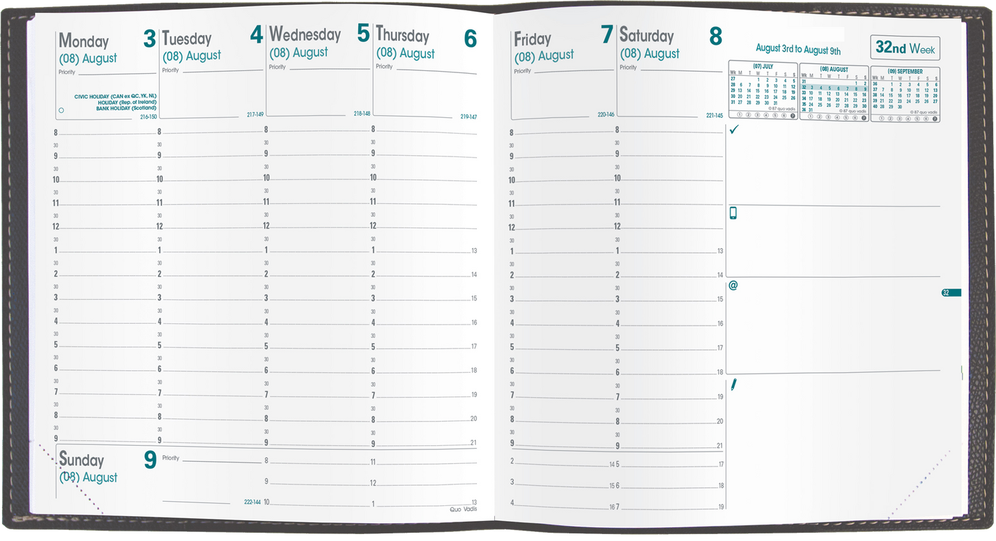 Quo Vadis 2024 Minister Vertical Weekly Planner - Texas Violet