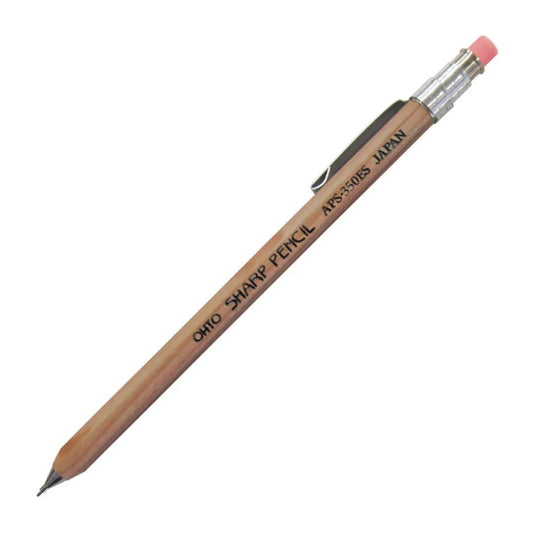 Ohto Wooden Mechanical Pencil Mini with Eraser & Clip - Natural (.5mm)