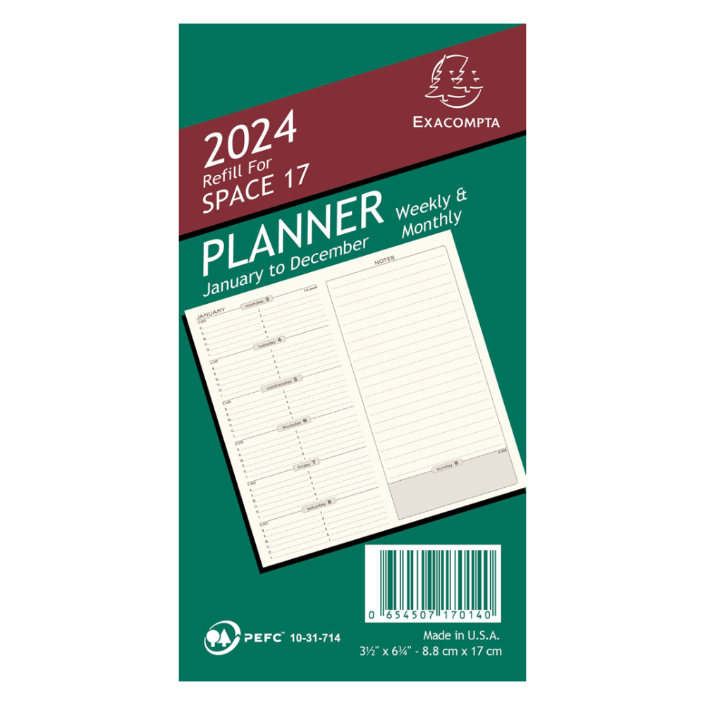 Quo Vadis 2025 Space 17 Weekly Planner with Notes - Refill Only