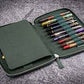 Galen Leather 20 Slot Zippered Pen Case - Crazy Horse Navy Blue