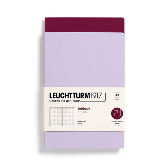 Leuchtturm1917 Jottbook A5 Medium Flexcover Dotted Notebook Set - Lilac & Port Red