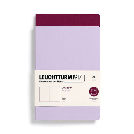 Leuchtturm1917 Jottbook A5 Medium Flexcover Plain Notebook Set - Lilac & Port Red