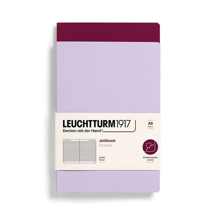 Leuchtturm1917 Jottbook A5 Medium Flexcover Ruled Notebook Set - Lilac & Port Red