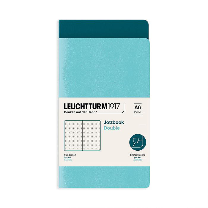 Leuchtturm1917 Jottbook A6 Pocket Flexcover Dotted Notebook Set - Aquamarine & Pacific Green