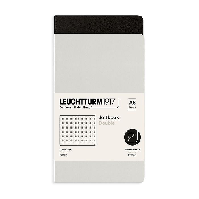 Leuchtturm1917 Jottbook A6 Pocket Flexcover Dotted Notebook Set - Light Grey & Black