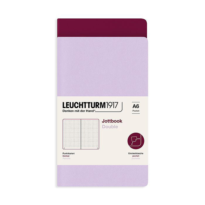 Leuchtturm1917 Jottbook A6 Pocket Flexcover Dotted Notebook Set - Lilac & Port Red