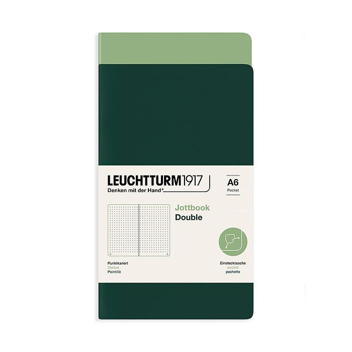 Leuchtturm1917 Jottbook A6 Pocket Flexcover Dotted Notebook Set - Sage & Forest Green