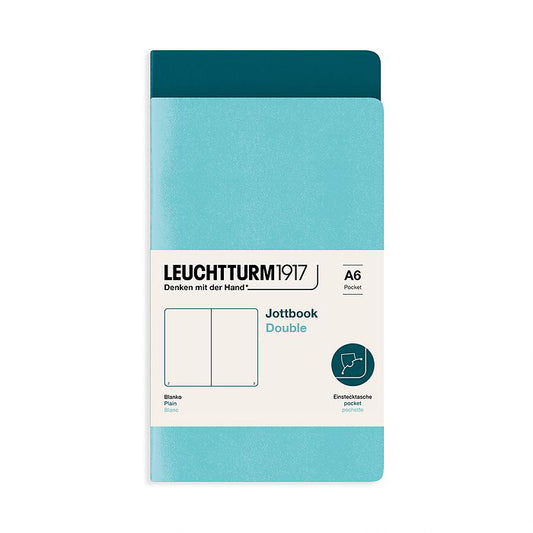 Leuchtturm1917 Jottbook A6 Pocket Flexcover Plain Notebook Set - Aquamarine & Pacific Green