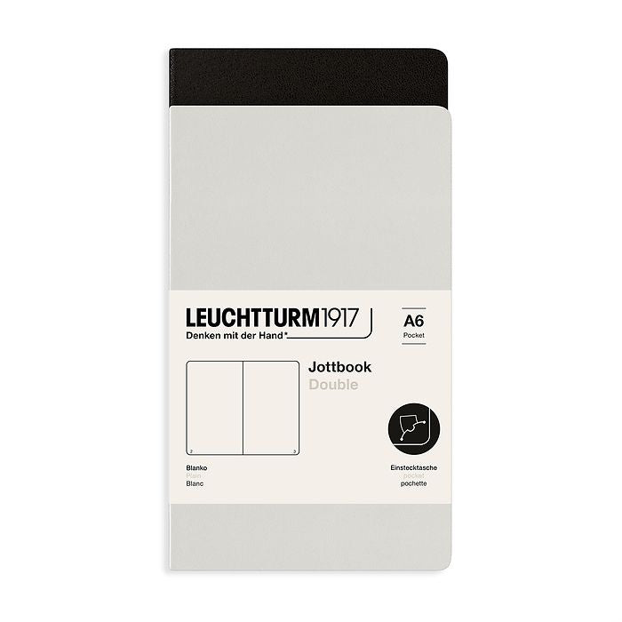 Leuchtturm1917 Jottbook A6 Pocket Flexcover Plain Notebook Set - Light Grey & Black