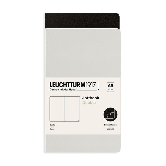 Leuchtturm1917 Jottbook A6 Pocket Flexcover Plain Notebook Set - Light Grey & Black