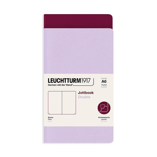 Leuchtturm1917 Jottbook A6 Pocket Flexcover Plain Notebook Set - Lilac & Port Red