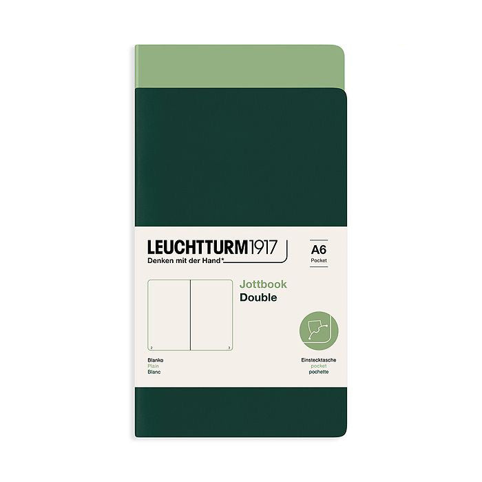 Leuchtturm1917 Jottbook A6 Pocket Flexcover Plain Notebook Set - Sage & Forest Green