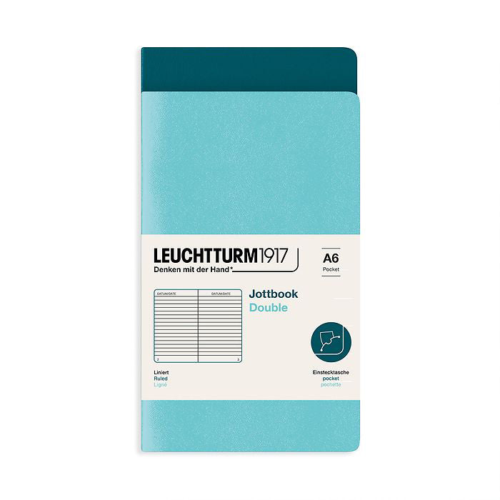 Leuchtturm1917 Jottbook A6 Pocket Flexcover Ruled Notebook Set - Aquamarine & Pacific Green