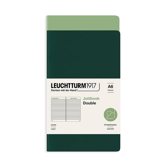 Leuchtturm1917 Jottbook A6 Pocket Flexcover Ruled Notebook Set - Sage & Forest Green