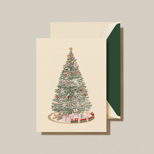 Crane Christmas Morning Tree Holiday Greeting Cards