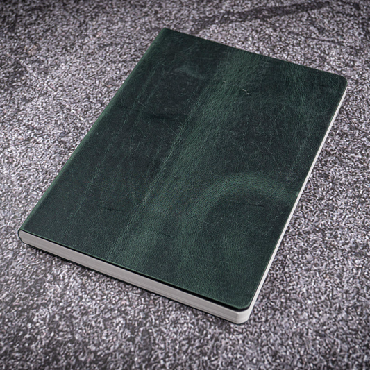 Galen Leather A6 Notebook - Crazy Horse Forest Green (Tomoe River Paper)