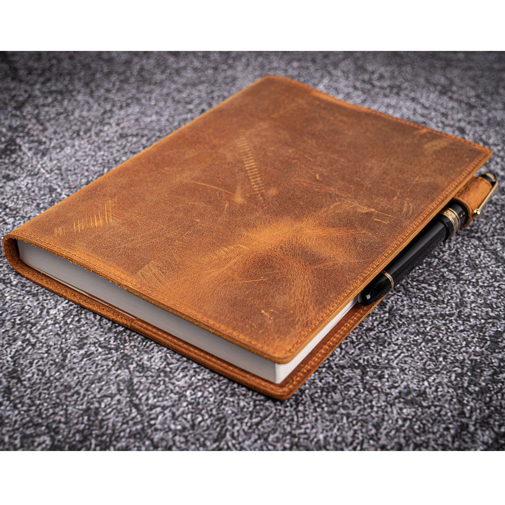 Galen Leather Slim B6 Notebook/Planner Cover - Crazy Horse Brown