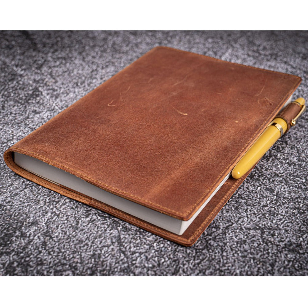 Galen Leather Slim B6 Notebook/Planner Cover - Crazy Horse Tan