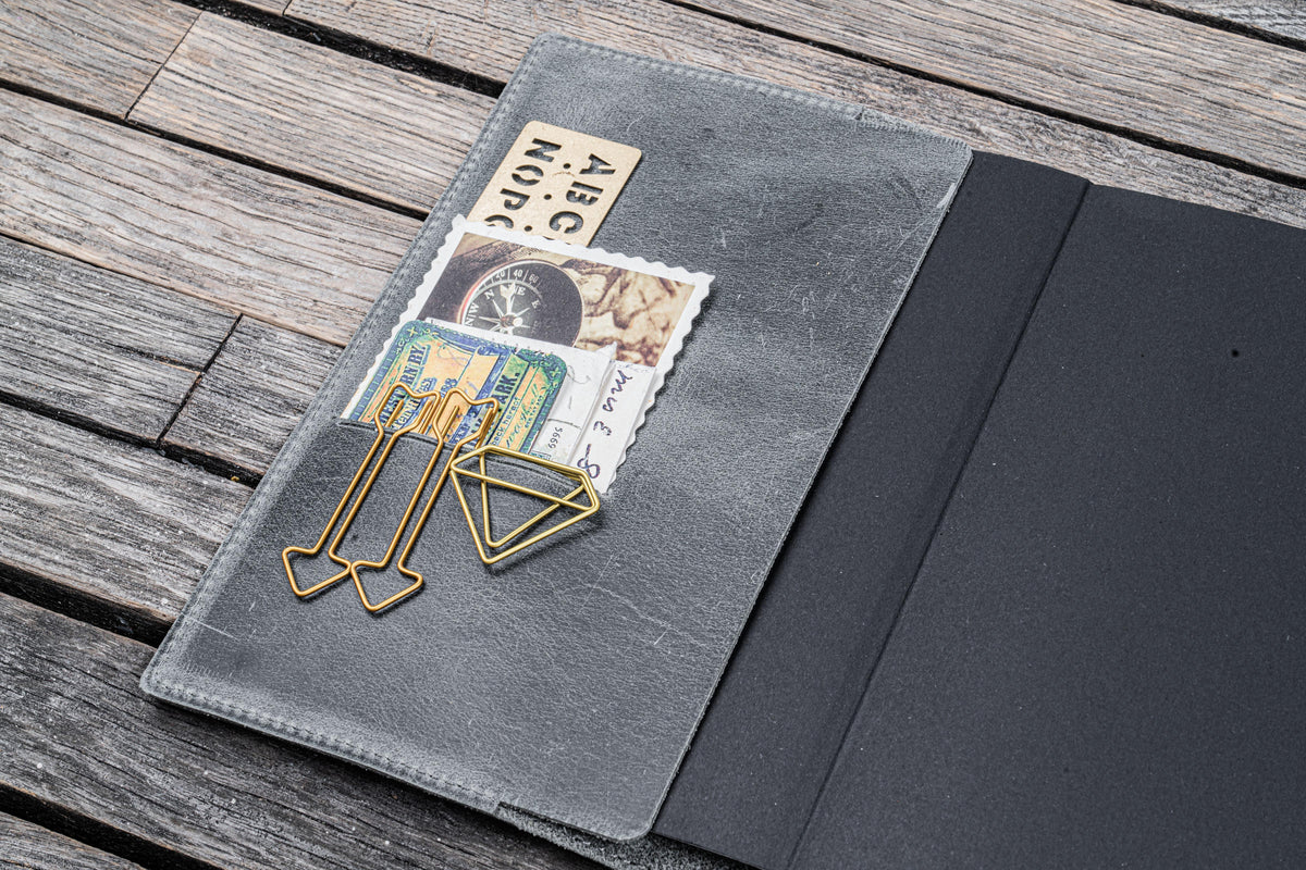 Galen Leather Slim B6 Notebook/Planner Cover - Crazy Horse Smoky