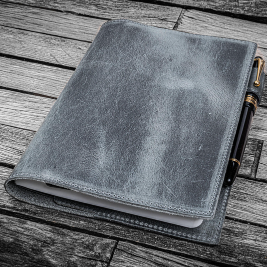 Galen Leather Slim B6 Notebook/Planner Cover - Crazy Horse Smoky