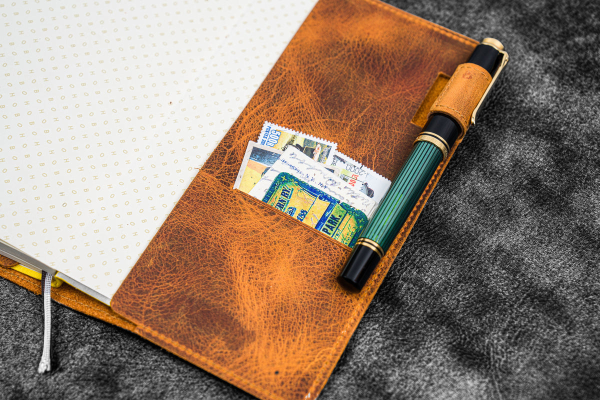 Galen Leather Slim Hobonichi Planner Cover - Crazy Horse Smoky