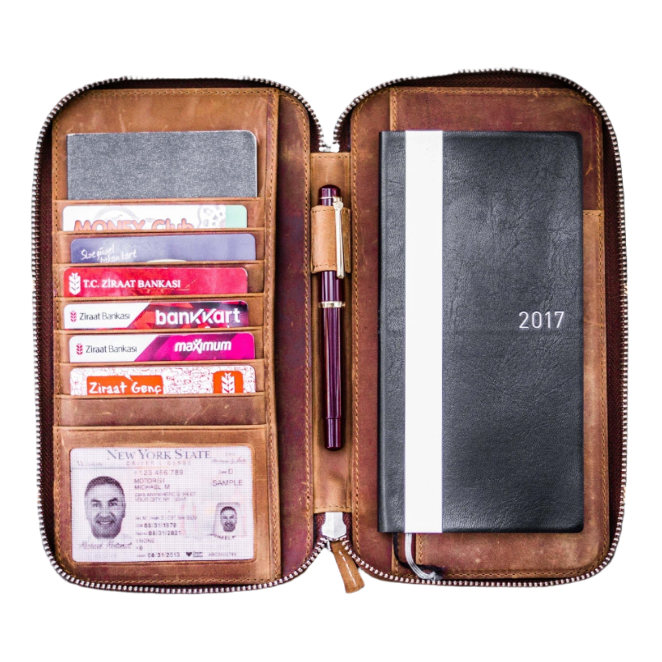 Galen Leather Hobonichi Zippered Mega Weeks Cover - Crazy Horse Brown