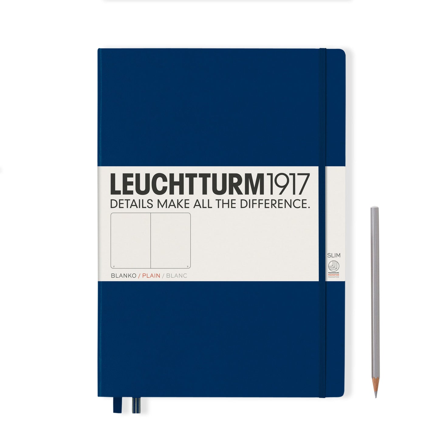 Leuchtturm1917 Master Slim A4+ Hardcover Plain Notebook - Navy