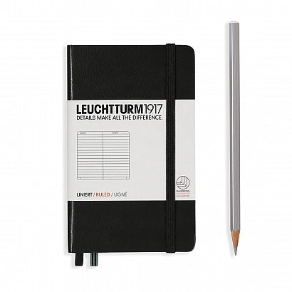 Leuchtturm1917 A6 Pocket Hardcover Ruled Notebook - Black