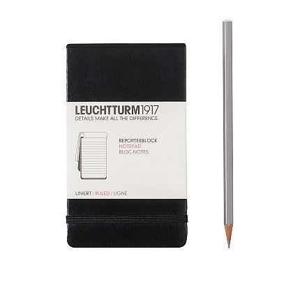 Leuchtturm1917 A6 Pocket Hardcover Ruled Notepad - Black