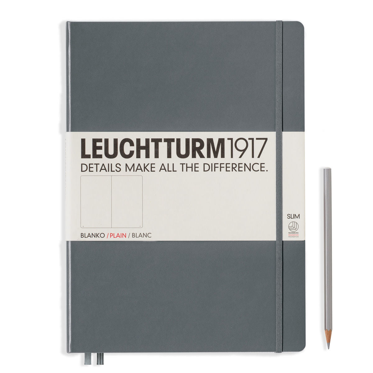 Leuchtturm1917 Master Slim A4+ Hardcover Plain Notebook - Anthracite (Discontinued)