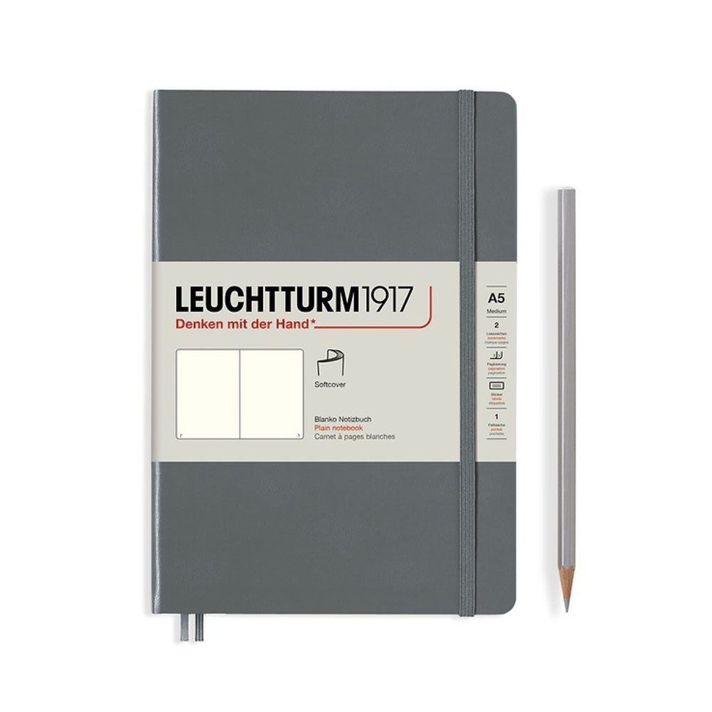 Leuchtturm1917 A5 Medium Softcover Plain Notebook - Anthracite (Discontinued)