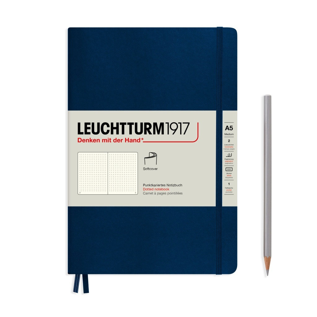 Leuchtturm1917 A5 Medium Softcover Plain Notebook - Navy