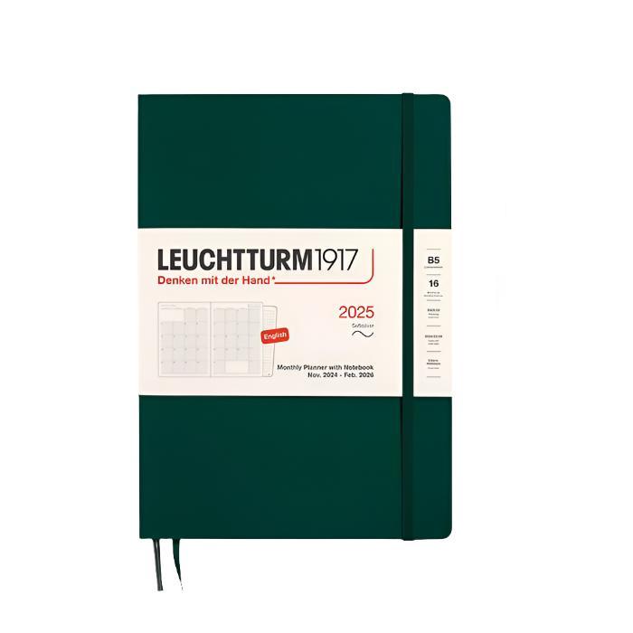 Leuchtturm1917 2025 Composition B5 Monthly Planner with Notebook - Forest Green