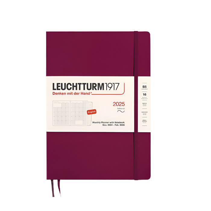 Leuchtturm1917 2025 Composition B5 Monthly Planner with Notebook - Port Red