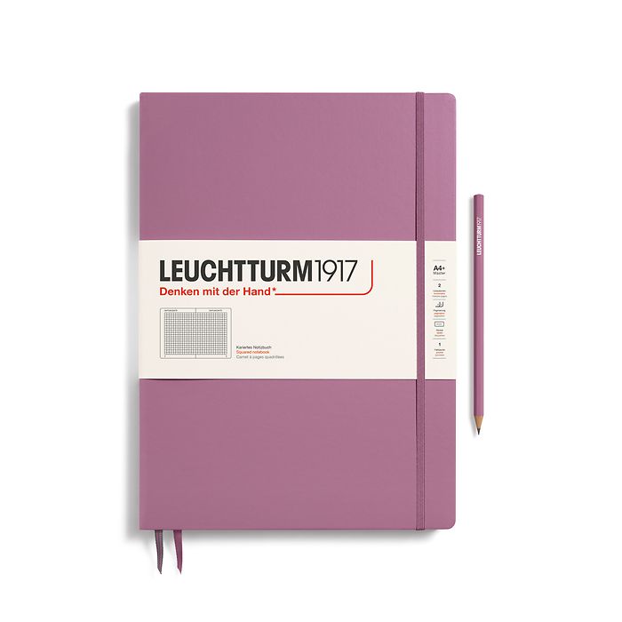 Leuchtturm1917 Master Slim A4+ Hardcover Squared Notebook - Dusty Rose