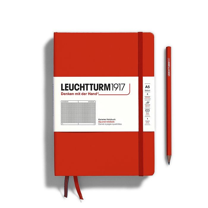 Leuchtturm1917 A5 Medium Hardcover Squared Notebook - Fox Red