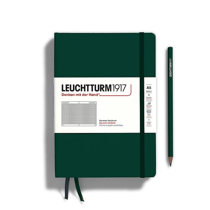 Leuchtturm1917 A5 Medium Hardcover Squared Notebook - Forest Green