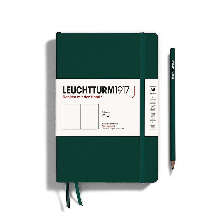 Leuchtturm1917 A5 Medium Softcover Plain Notebook - Forest Green