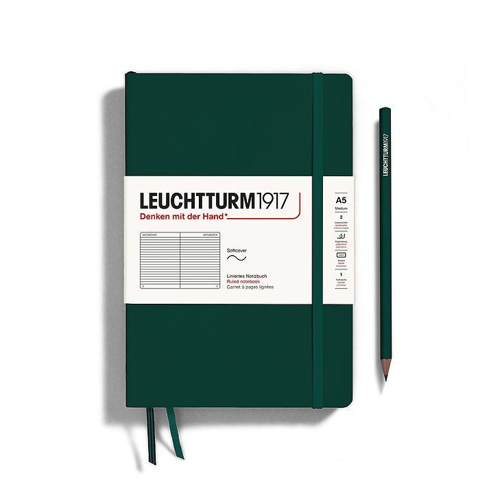 Leuchtturm1917 A5 Medium Softcover Ruled Notebook - Forest Green