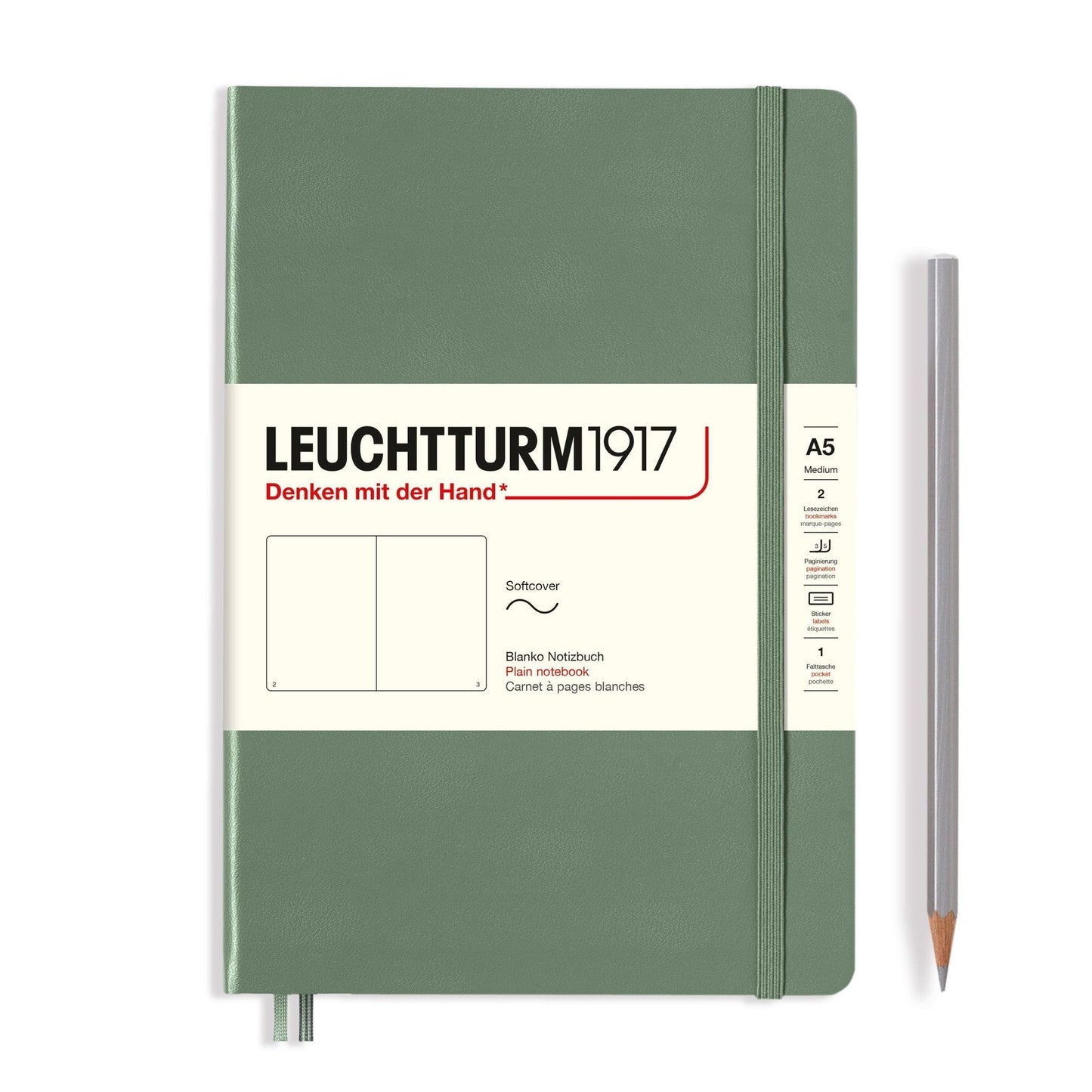 Leuchtturm1917 A5 Medium Softcover Plain Notebook - Olive (Discontinued)