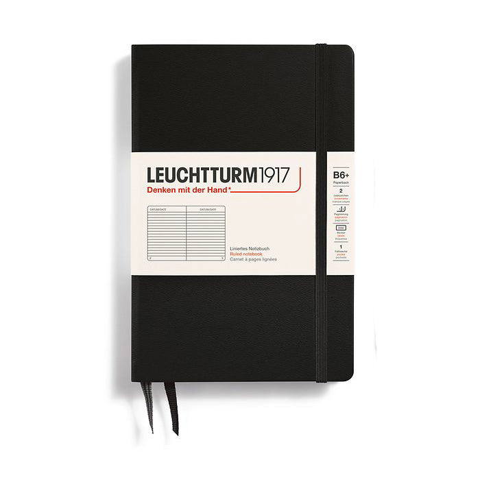 Leuchtturm1917 Paperback B6+ Hardcover Ruled Notebook - Black