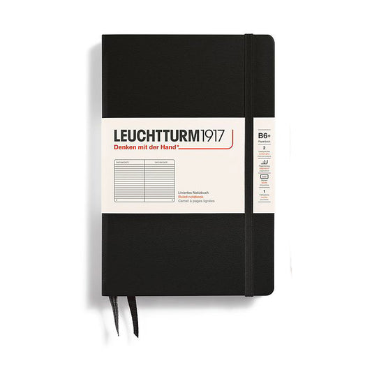 Leuchtturm1917 Paperback B6+ Hardcover Ruled Notebook - Black