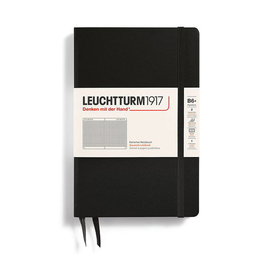 Leuchtturm1917 Paperback B6+ Hardcover Squared Notebook - Black