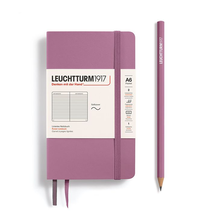 Leuchtturm1917 A6 Pocket Softcover Ruled Notebook - Dusty Rose