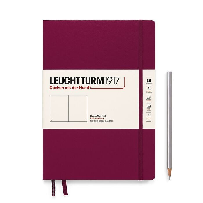 Leuchtturm1917 Composition B5 Hardcover Plain Notebook - Port Red (Discontinued)