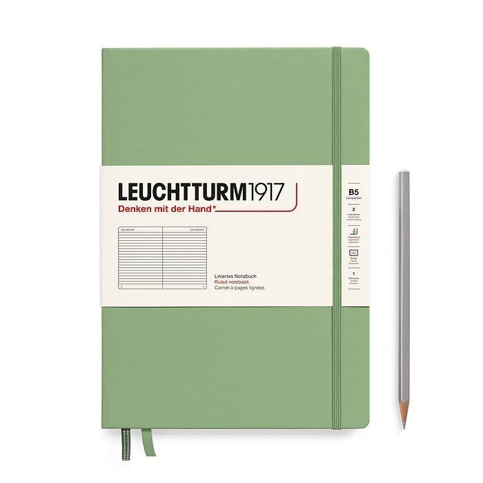 Leuchtturm1917 Composition B5 Hardcover Ruled Notebook - Sage