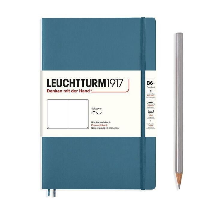 Leuchtturm1917 B6+ Paperback Softcover Plain Notebook - Stone Blue